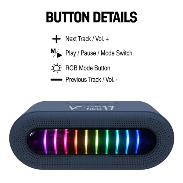 Vinnfier Tango Neo 17 Portable Bluetooth Speaker with RGB Lights