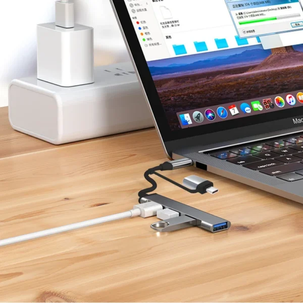 S0d74353de04041069cfca068ed68087cM.webp USB-C 4-in-1 Hub with USB 3.0 & USB 2.0 Ports