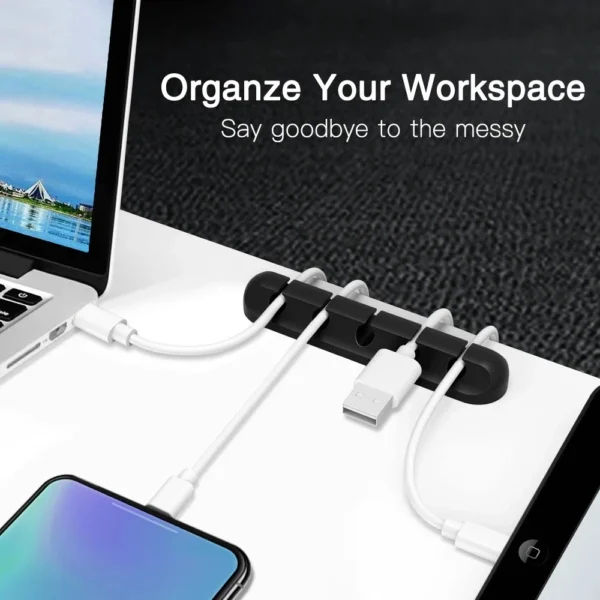 Silicone USB Cable Organizer & Cable Clips Set