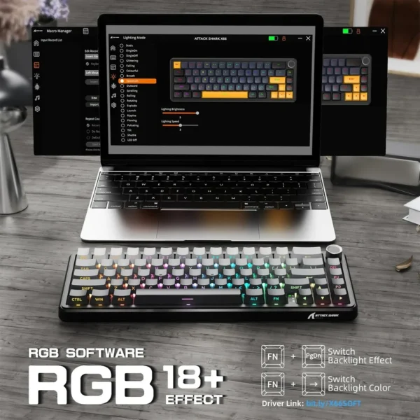 S7bcc82af121545c6905a3e18e6683294F.webp Attack Shark X66 Wireless Mechanical Gaming Keyboard with RGB