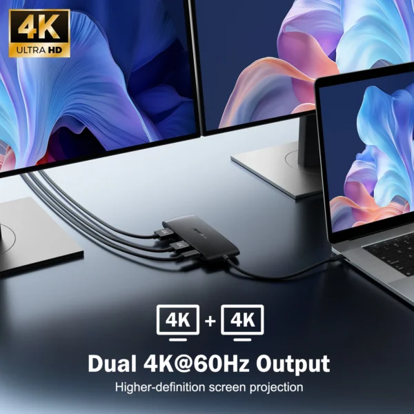 S85e95b1fc5694dfc8958f3d2fb9f52c2s.webp Lemorele 7-Port USB-C Docking Station with Dual 4K HDMI