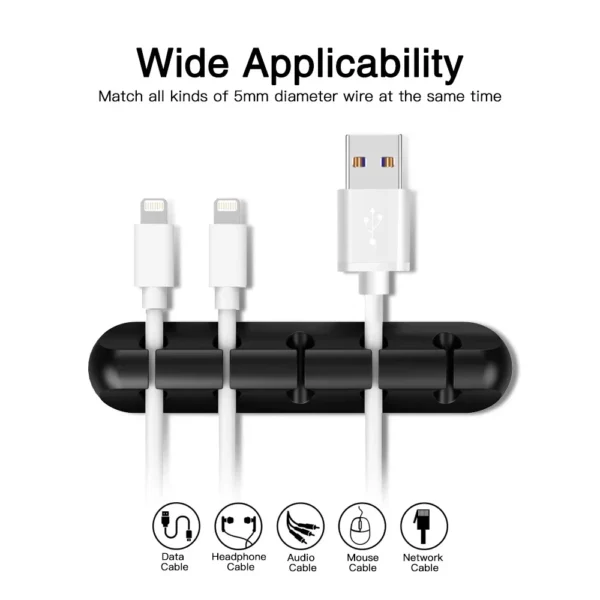 Silicone USB Cable Organizer & Cable Clips Set